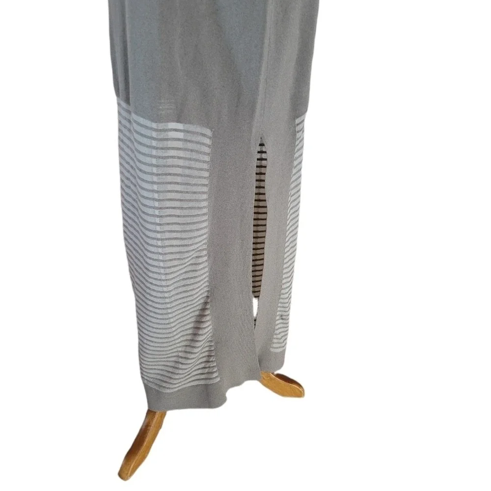 Vintage‎ 70's Gray and Cream Stripe Knit Maxi Dress